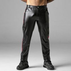 Pantalon MASSIVE RUDE Noir-Rouge