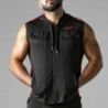 Veste sans manche HOODY MESH Noir-Rouge