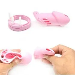 Cage de chasteté Silicone Bran 9  x 3cm Rose