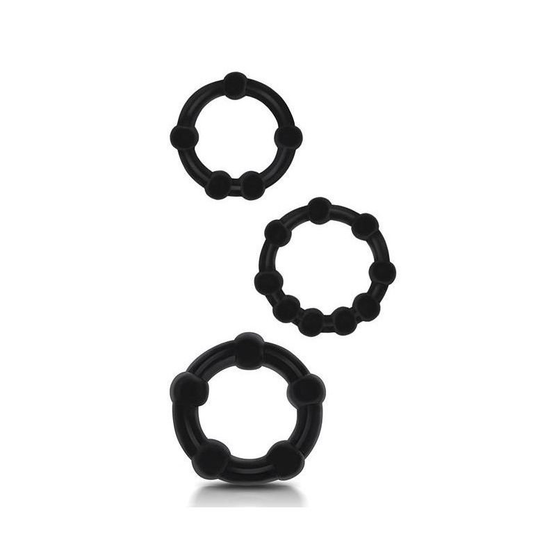 Lot de 3 mini cockrings souples Beaded Set Noirs pas cher