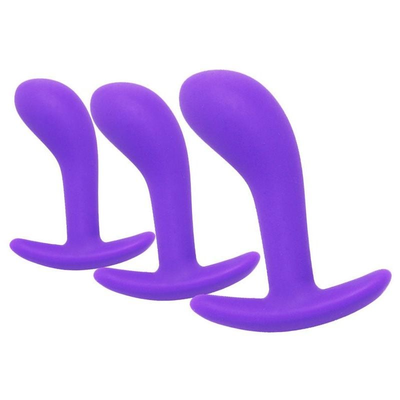 Kit de 3 Mini Plugs Prostatiques Silicone 11 x 3.5 cm Violet