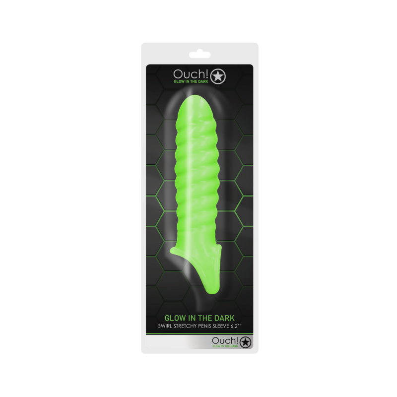 Gaine de penis Swirl Phosphorescente 15x3cm
