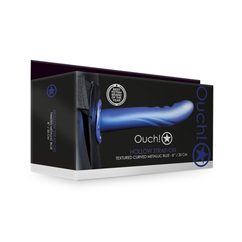 Gode Ceinture Creux Courbé Bleu 20x4cm Gode Ceinture Creux Courbé Bleu 20x4cm