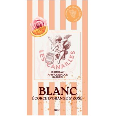 Tablette Chocolat Composees - Base Chocholat Blanc / Ecorce D'Orange Et Rose - 100G