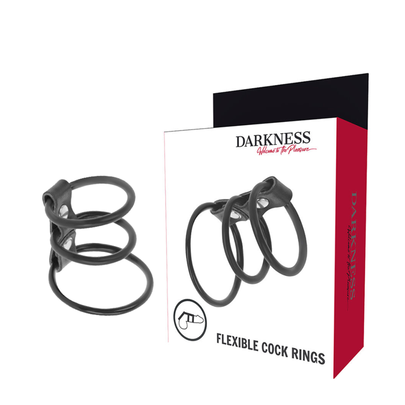Ensemble de 3 cockrings flexibles Darkness Ensemble de 3 cockrings flexibles Darkness