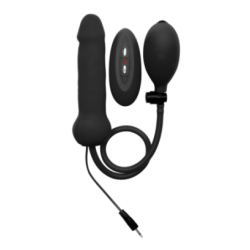 Inflatable and Vibrating Silicone Dildo - Black pas cher