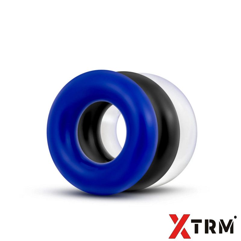 Lot de 3 cockring Xtrm Bleu Blanc Noir Lot de 3 cockring Xtrm Bleu Blanc Noir