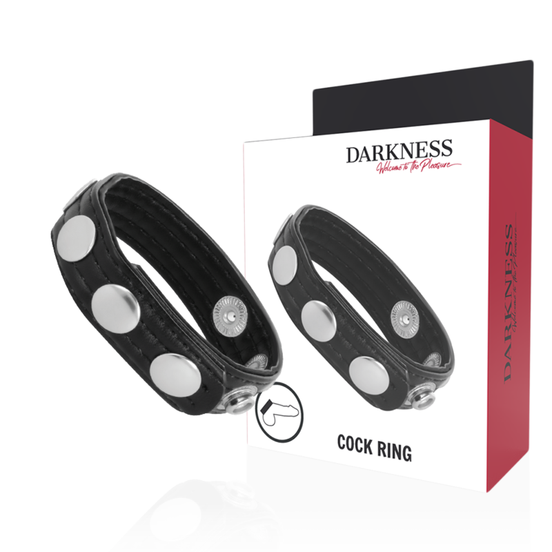 Cockring en cuir avec pressions noir Darkness