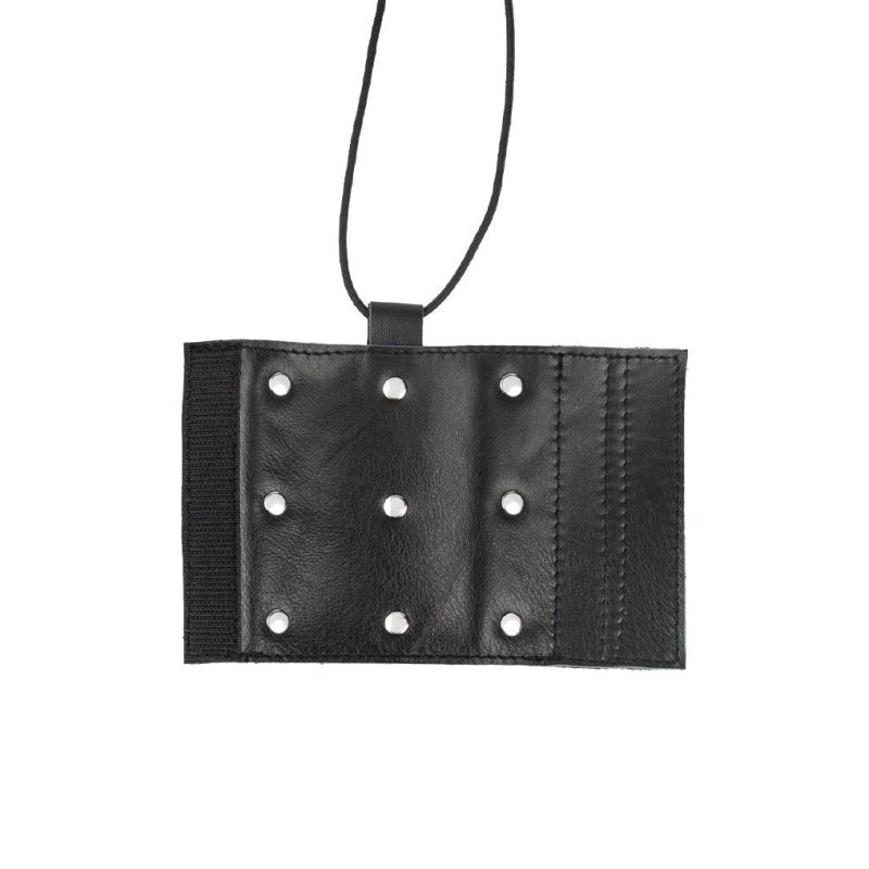 Gaine pénienne en cuir avec picots - Noir