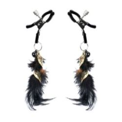 Pinces à tétons avec plumes - Noir et or pas cher