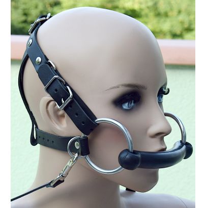 Bâillon mors avec harnais de tête premium avec laisse