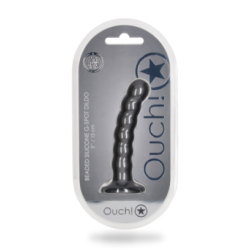 Dildo en silicone avec perles pour le point G - 12.8x2.5cm - Gunmetal