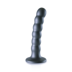 Dildo en silicone avec perles pour le point G - 12.8x2.5cm - Gunmetal pas cher