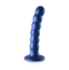 Dildo en silicone G-spot perlé - 12.8x2.5cm - Bleu métallique