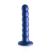 Dildo en silicone G-spot perlé - 12.8x2.5cm - Bleu métallique