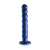 Dildo en silicone pour point G à perles - 20.4x3.1cm - Bleu métallique