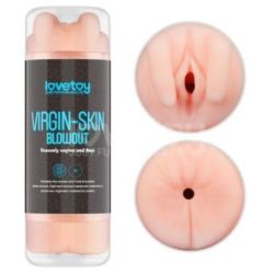 Masturbateur 2 entrées vagin-anus Virgin-skin blowout Bleu pas cher