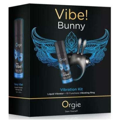 Coffret Cockring rabbit + Gel stimulant Sexy vibe! bunny