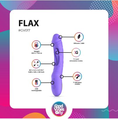 Godemiché vibrant avec stimulateur du point G Flax - Good Vibes Only
