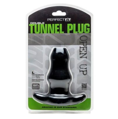 Double Tunnel Plug Noir Large12 x 7 cm