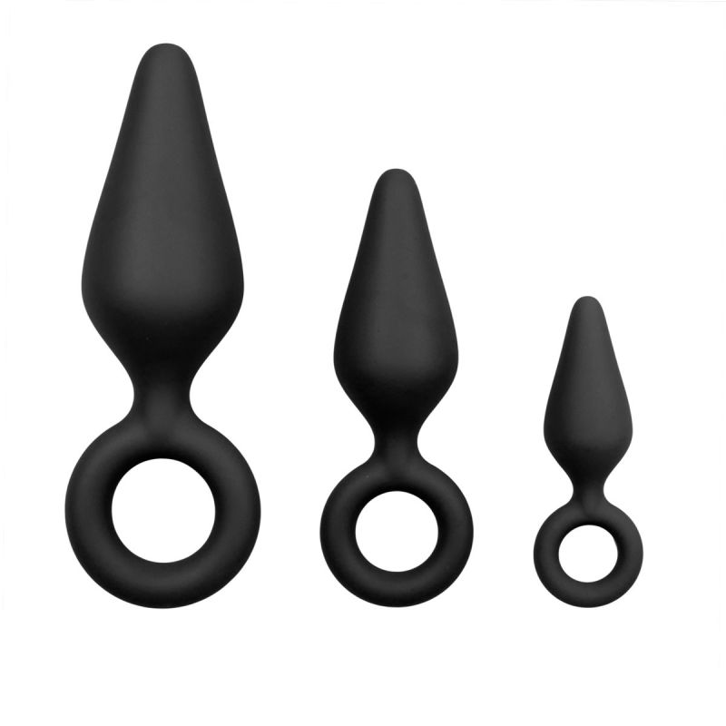 Kit de 3 Plugs Anaux Pointy 10 x 4,5 cm Noir
