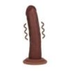 Gode Réaliste Vibrant Courbé Double Densité avec Ventouse – 15,5 cm – Marron