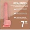 Gode Réaliste Vibrant Va-et-Vient Double Densité avec Testicules – 17,8 cm – Chair