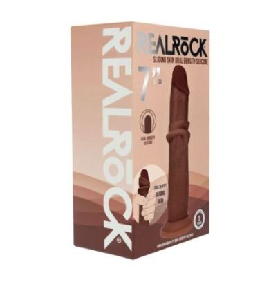 Gode Réaliste Double Densité à Peau réaliste – 18,5 cm – Marron