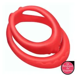 Double Cockring Silicone Soft Duo 40mm Rouge pas cher