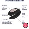 Stimulateur connecté Double Joy Satisfyer Noir Stimulateur connecté Double Joy Satisfyer Noir